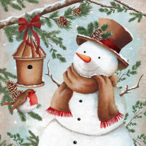 AEL07 Snowman And Birdhouse