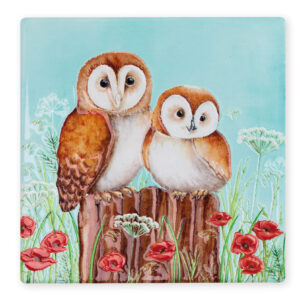 Barn Owls Sitting Coaster B2B